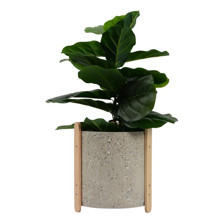 Pots & Planters Terrazzo Pot With Stand Light Grey 19x23cm
