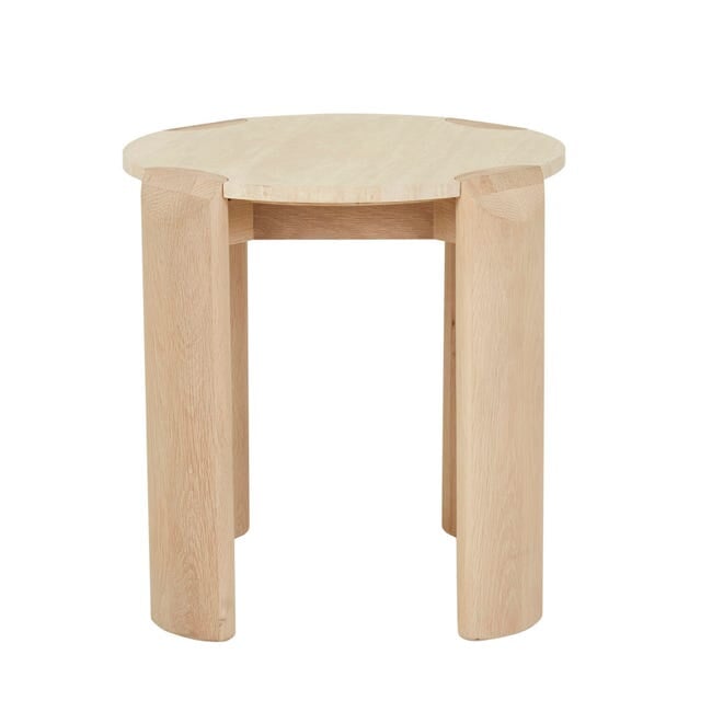 Side Tables Natural Travertine - Light Oak Willa Marble Side Table