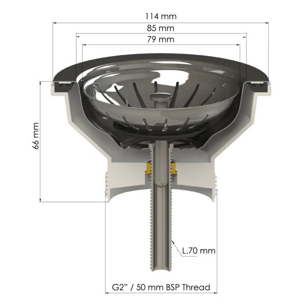 Sink Accessories Turner Hastings 90 x 50mm Basket Waste with Long Screw - Polished Stainless