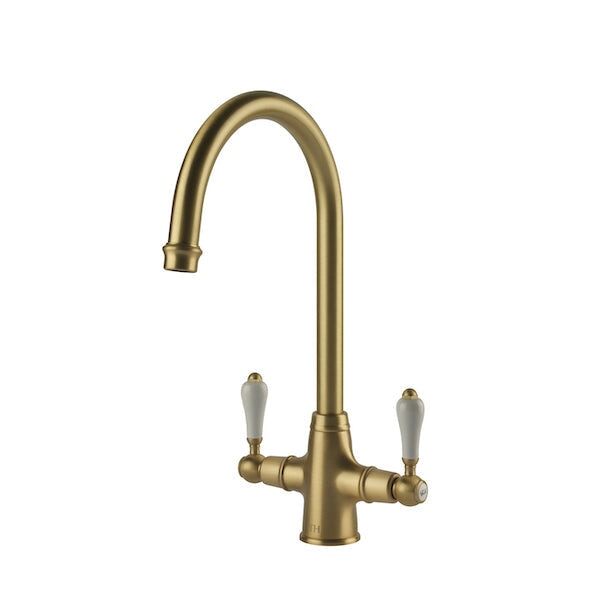Sink Mixers Ludlow Double Sink Mixer - Brushed Brass