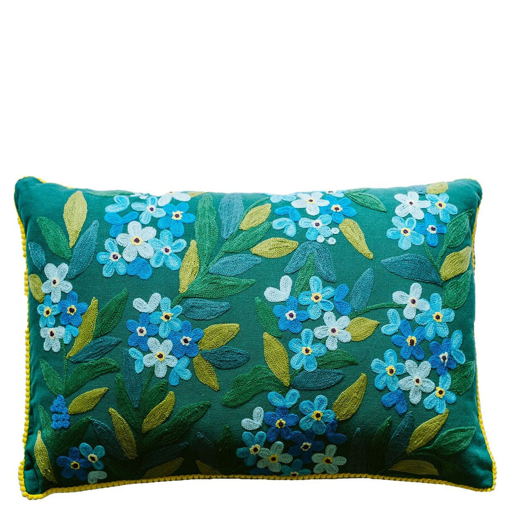 Throw Pillows Cushion - Jungle Flowers - Teal Multicolour