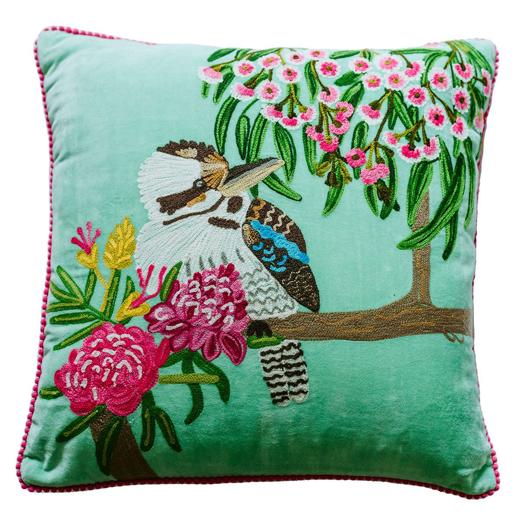 Throw Pillows Cushion - Kookaburra - Aqua Multicolour