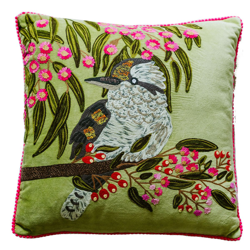 Throw Pillows Cushion - Kookaburra - Sage Green Multicolour