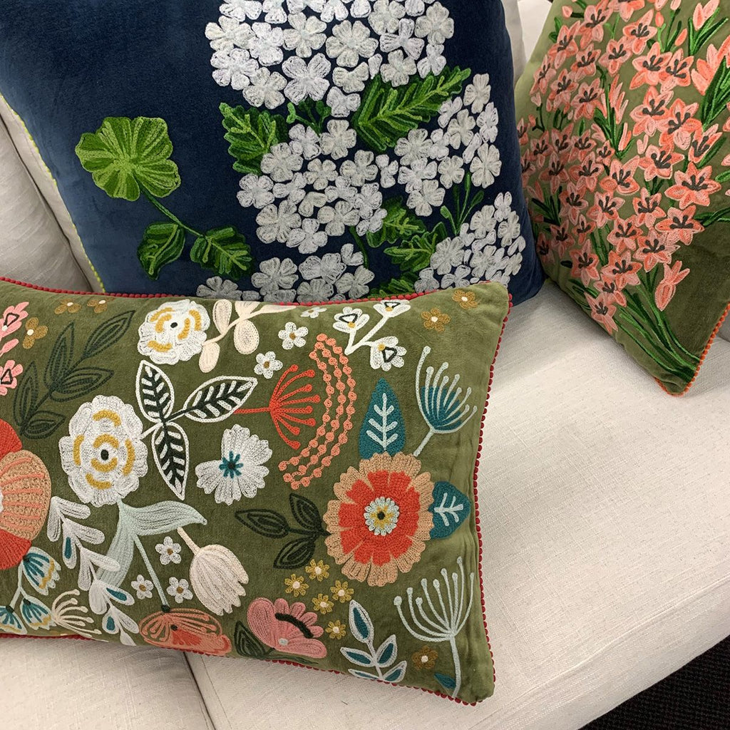 Throw Pillows Lumbar Cushion - Summer Florals - Olive