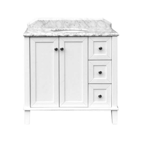 Vanities Turner Hastings Coventry 900mm Satin White Vanity, Marble Top