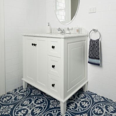 Vanities Turner Hastings Coventry 900mm Satin White Vanity, Marble Top