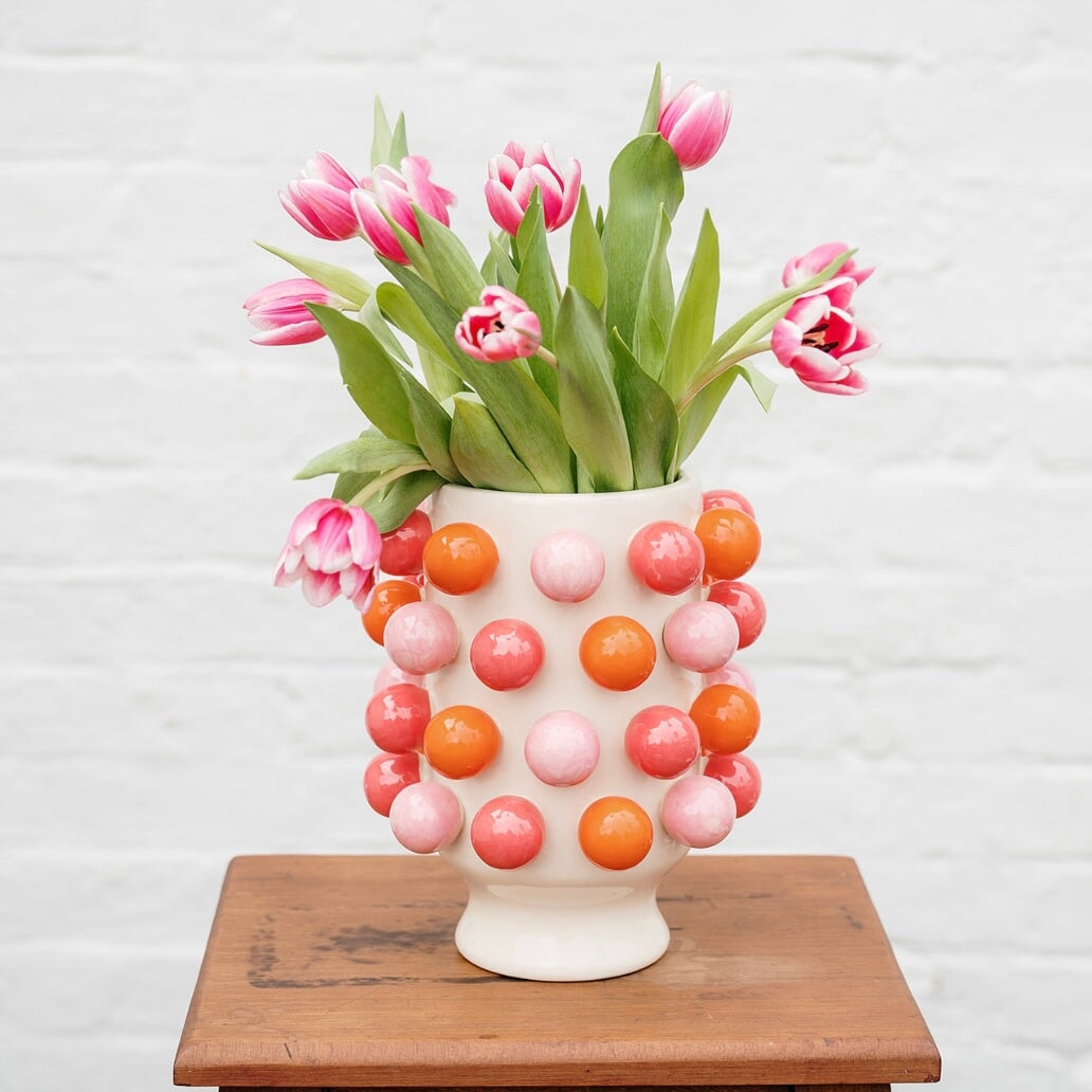 Decorative Vase Pink Bubble Glass Vase Korean Ins Style Bubble Small Glass Flower Vase For Hydroponic