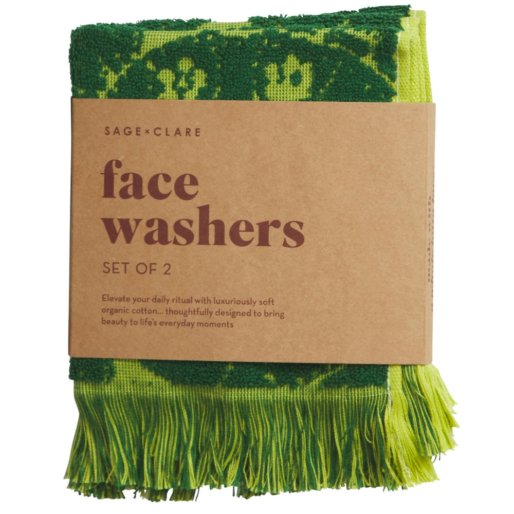 Washcloths Lucia Face Washer Set - Kelp