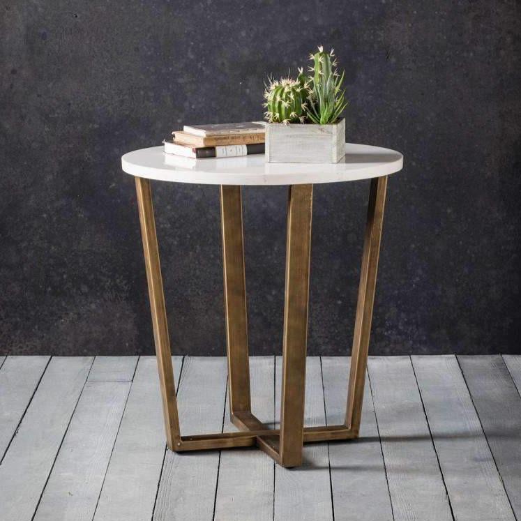 Accent Tables Rebecca Round Side Table Marble