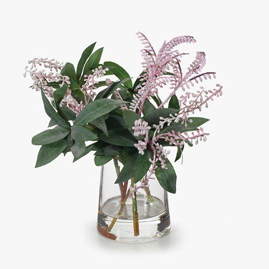 Artificial Flora Light Pink Pieris Japonica Mix In Vase