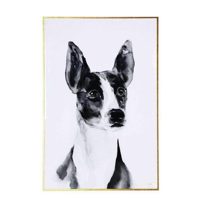 Artwork Terrier Wall Art Gloss Finish With Gold Metal Frame