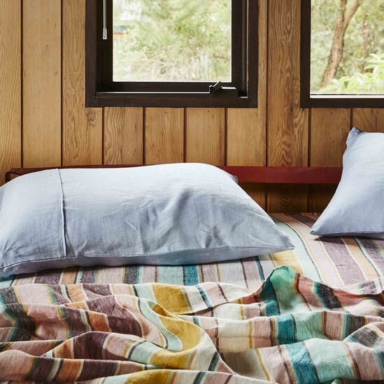 Bed Sheets Hat Trick Woven Stripe Linen Flat Sheet