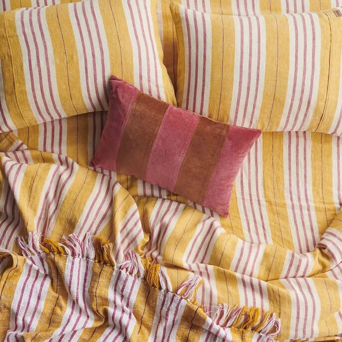 Bed Sheets Sweet Stripe Woven Linen Flat Sheet