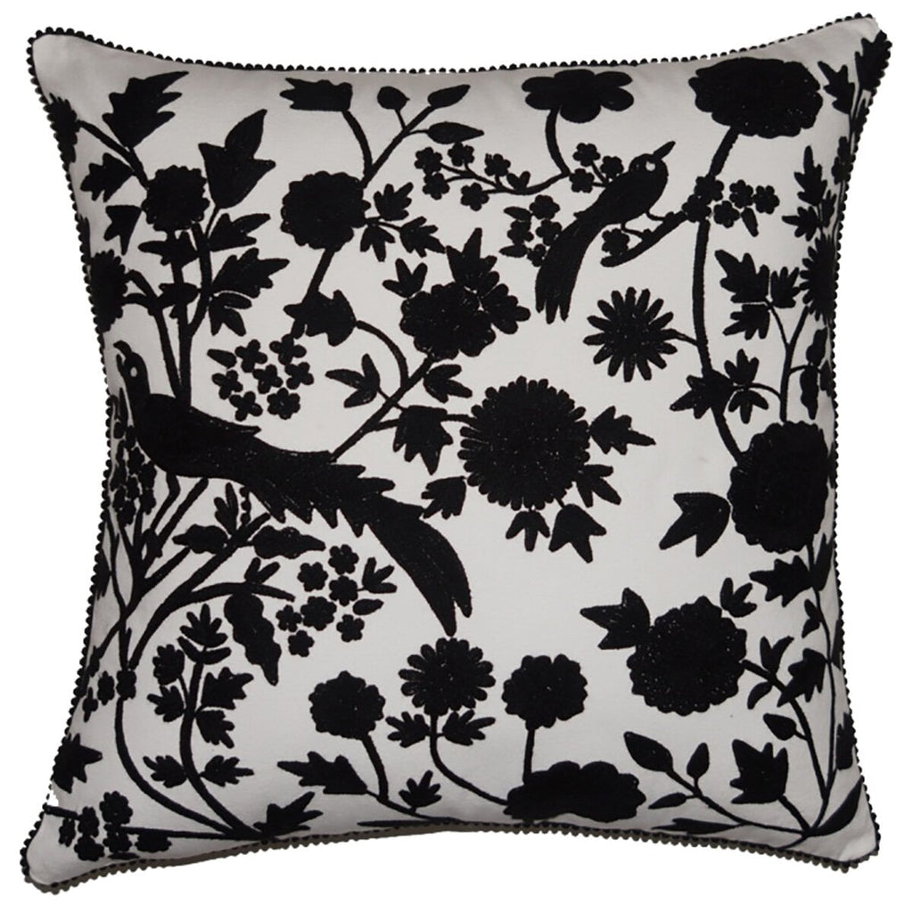 Chair & Sofa Cushions Peacock & Flowers Cushion White/Black