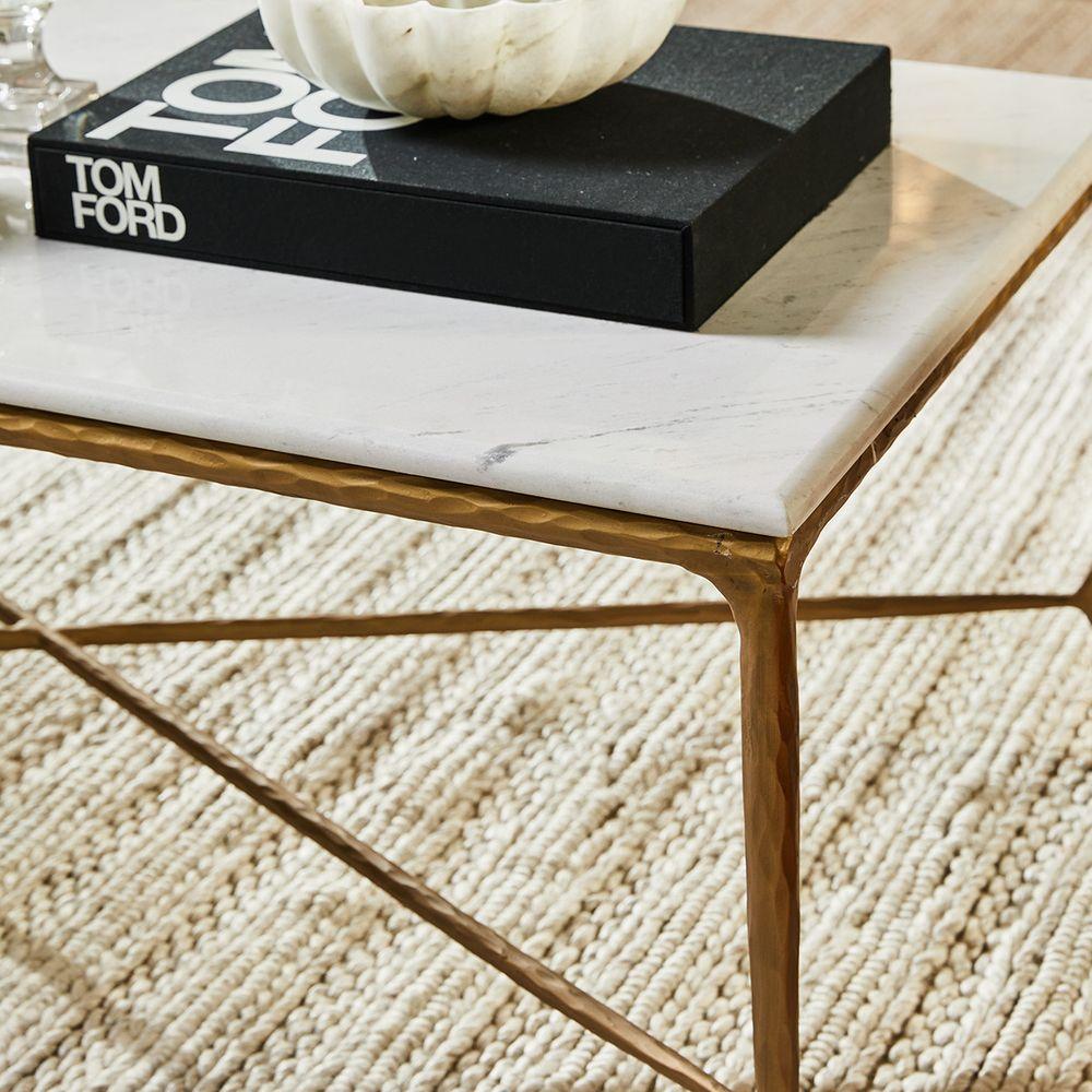Milton Rectangle Marble Coffee Table Brass