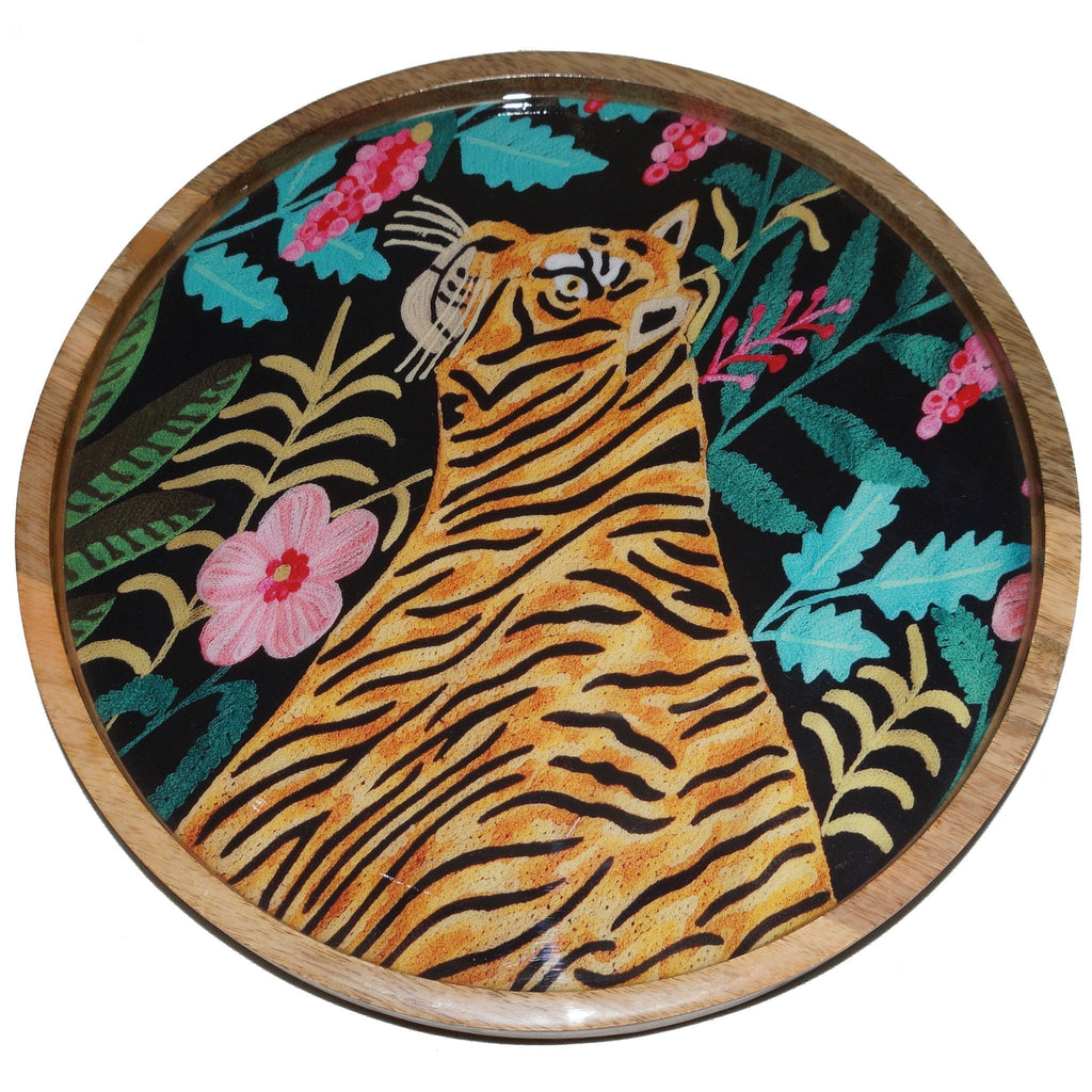 Decorative Trays Tiger Tray Hunting Black Multicolour