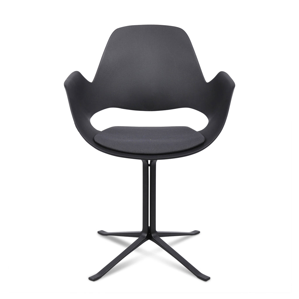 Falk Chair With Armrests & Column Leg by Houe (Black & Dark Grey)