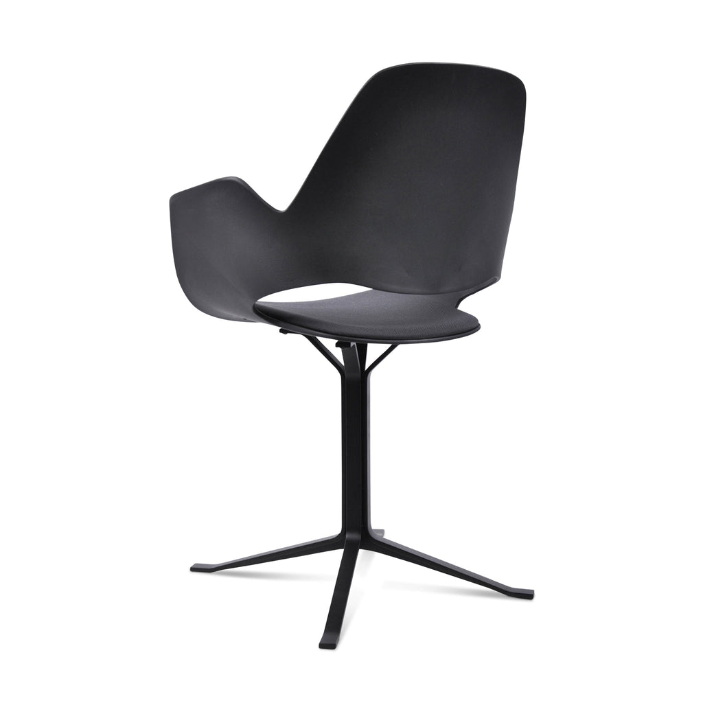 Falk Chair With Armrests & Column Leg by Houe (Black & Dark Grey)