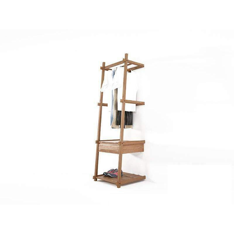 Furniture Simply City Ladder Standing Hanger Teak With Drawers And Shelves