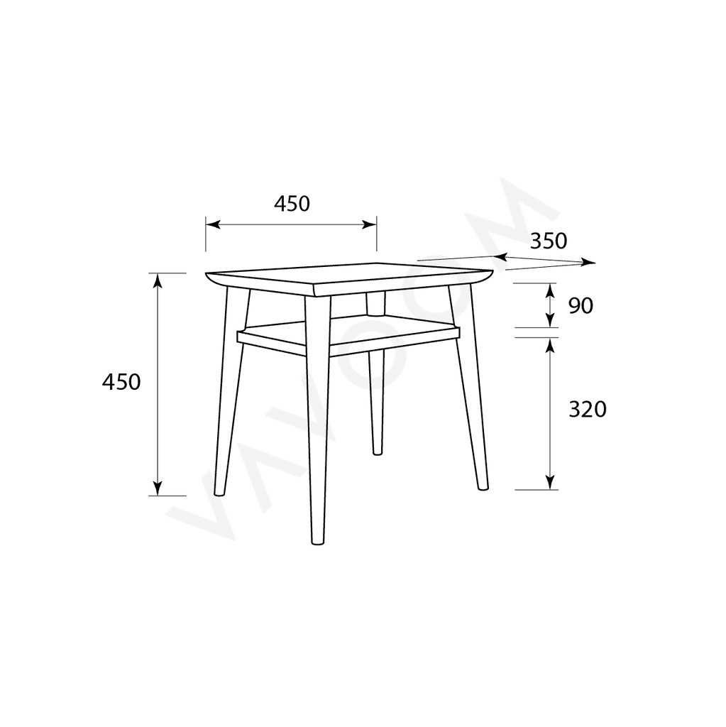Furniture Vintage Bedside Table 45CM - Teak