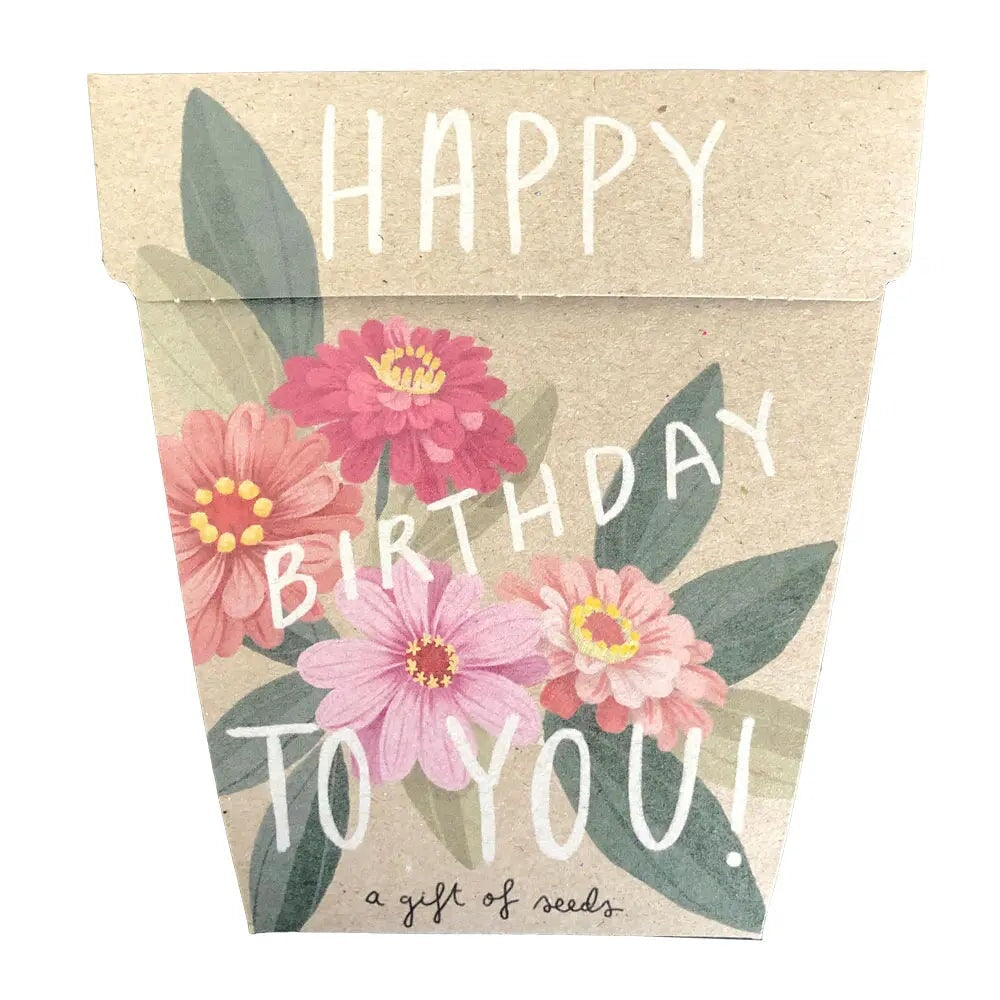Greeting & Note Cards Happy Birthday Zinnia Gift of Seeds