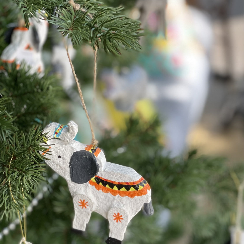 Holiday Ornaments Papier Mache Elephant Multicolour