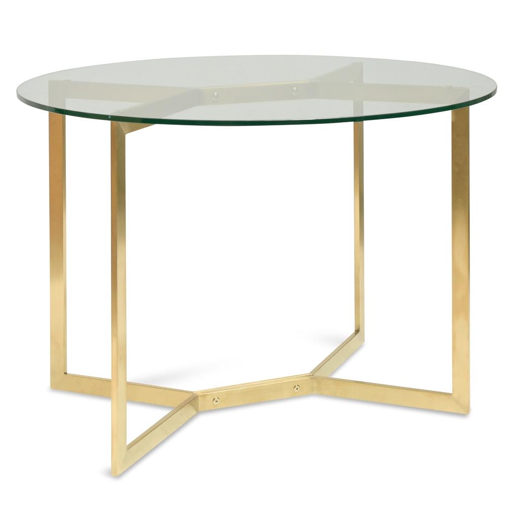 Kitchen & Dining Room Tables Garrick 1.2M Round Glass Dining Table Gold Base