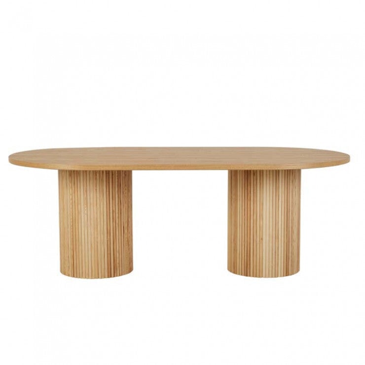 Kitchen & Dining Room Tables Natural Ash / 220X110X76CM Benjamin Ripple Oval Dining Table