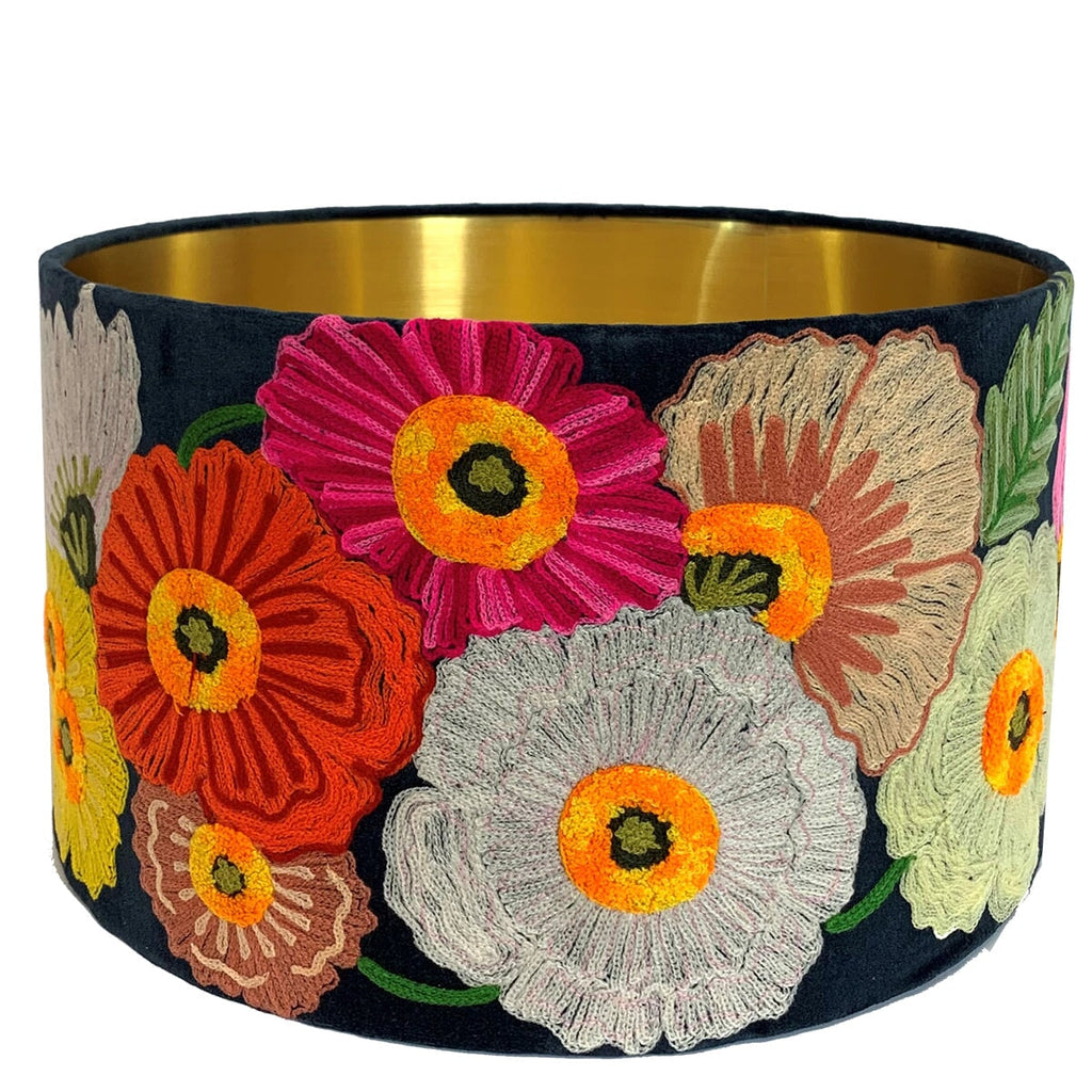 Lamp Shades Drum Lampshade Poppies Midnight Blue
