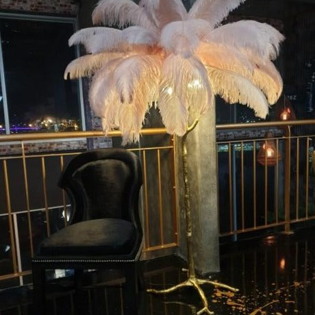 Lamps Ostro Genuine Ostrich Feather Brass Floor Lamp