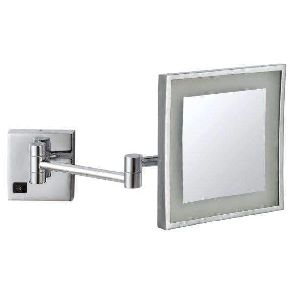 3X Chrome Magnifying Square Mirror With Light--VAVOOM
