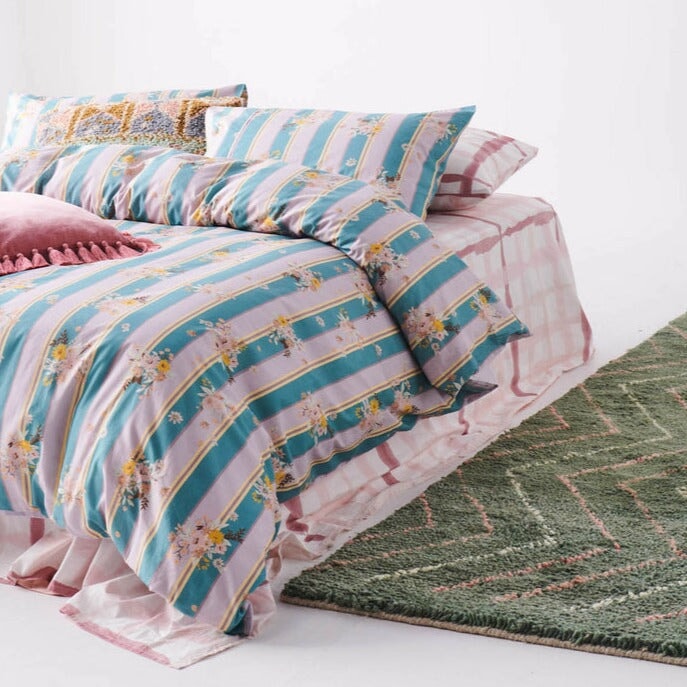 Pillowcases & Shams Floral Stripe Organic Cotton Pillowcases Standard Set Of 2