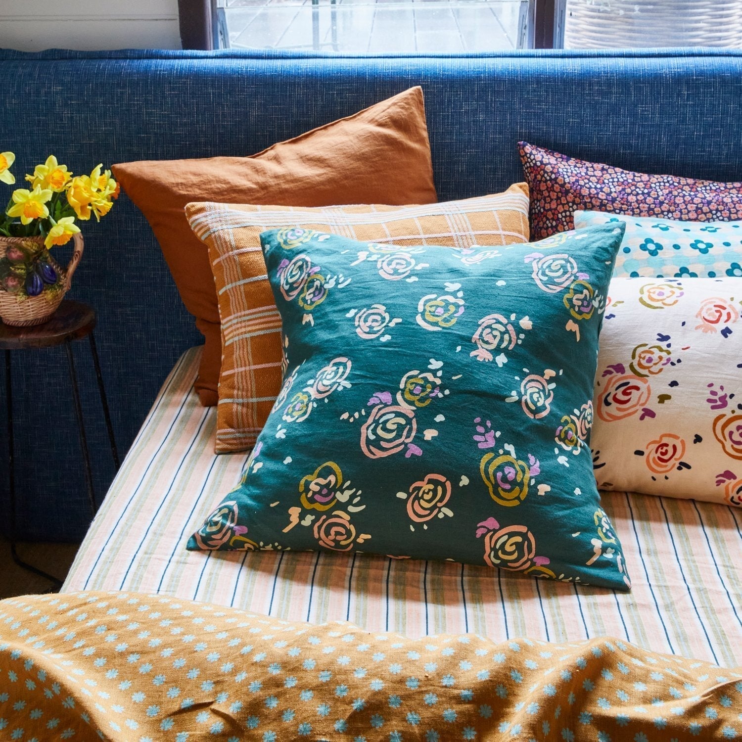 BUY THE Skylar Linen Euro Pillowcase Set Peacock VAVOOM