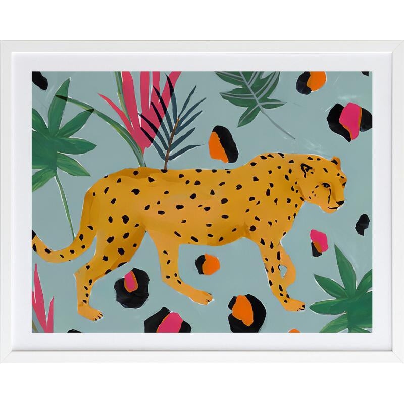 Posters, Prints, & Visual Artwork White Walking Cheetah Framed Art Print