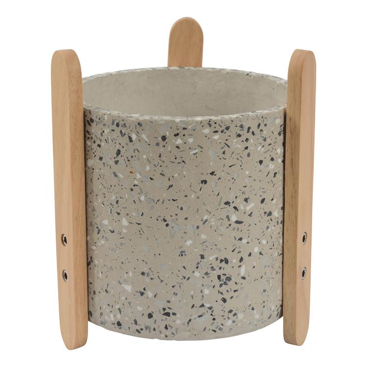 Pots & Planters 19x23cm / Light Grey Terrazzo Pot With Stand