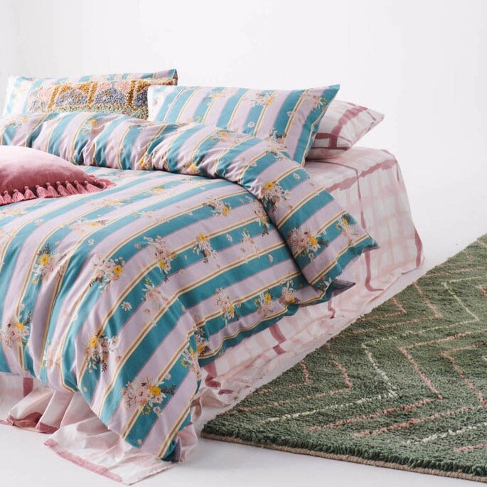 Quilts & Comforters Floral Stripe Organic Cotton Quilt Cover