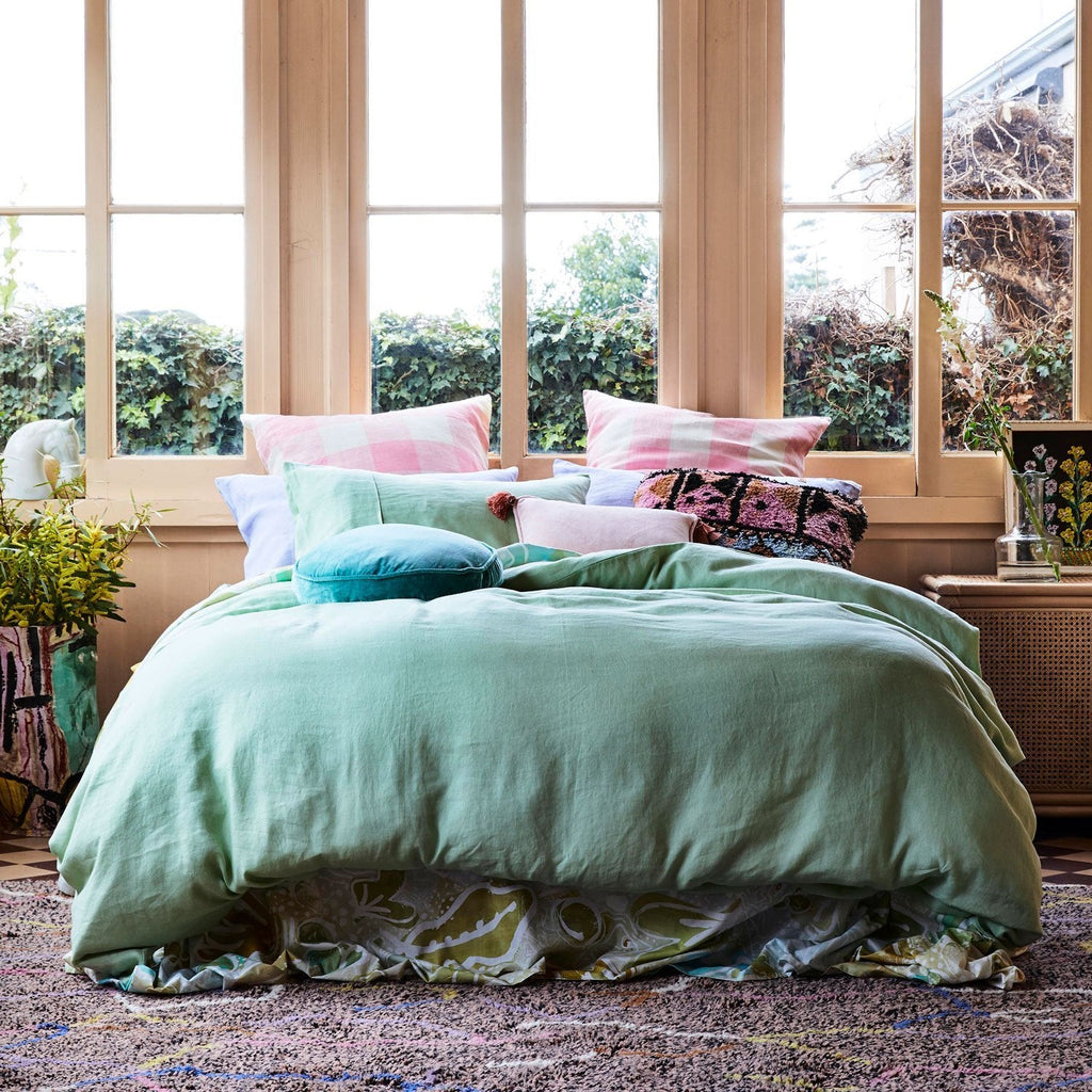 Quilts & Comforters Laurel Green Linen Quilt Cover