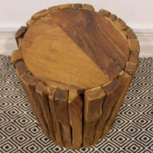 Shop By Room Driftwood Drum Accent Stool