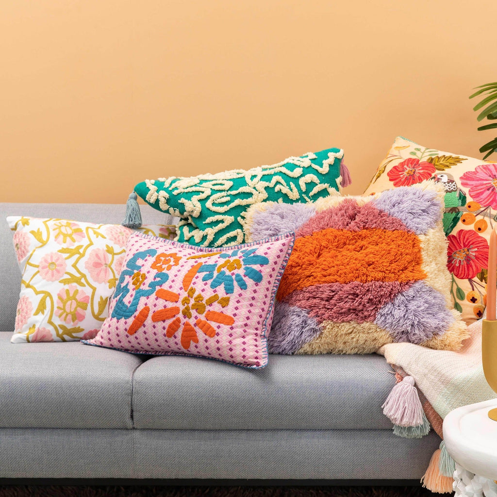 Throw Pillows Suzani Floral Cushion Pale Pink 40X60CM